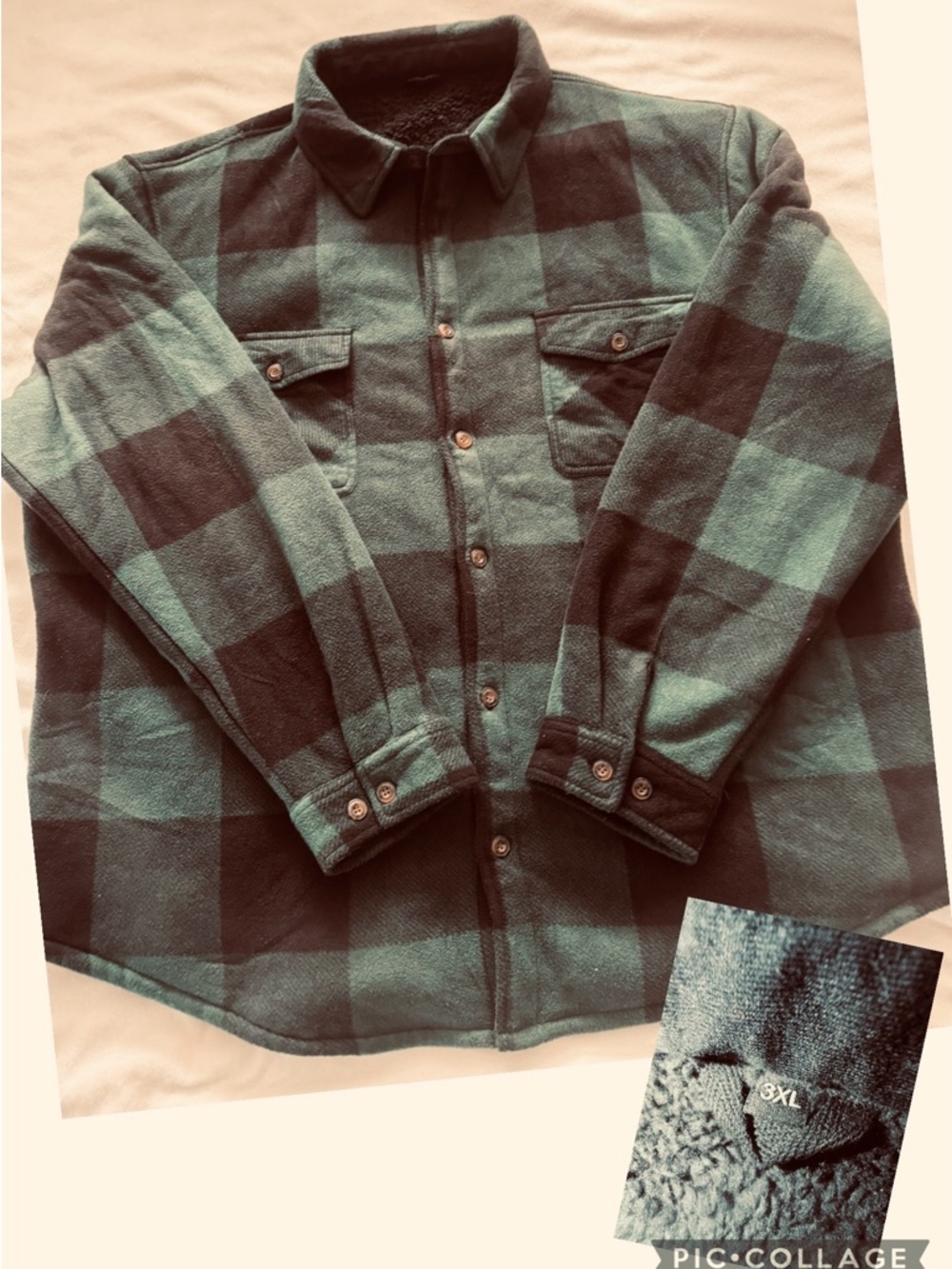 Green and Black Buffalo Plaid Sherpa-Lined Shacket